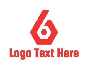 Number 6 - Red Hexa Six logo design