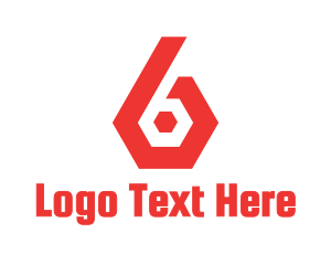 Polygon - Red Hexa Six logo design