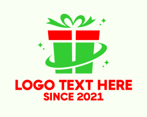 Planet - Christmas Gift Present logo design