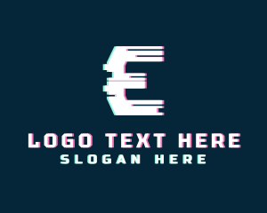 Glitch - Cyber Anaglyph Letter E logo design