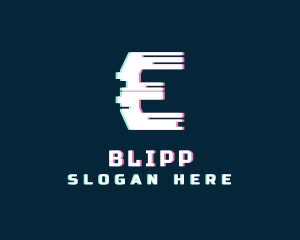 Cyber Anaglyph Letter E Logo