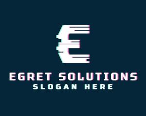 Cyber Anaglyph Letter E logo design