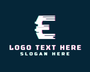 Cyber Anaglyph Letter E Logo