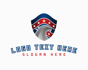 League - Metallic Eagle Shield logo design