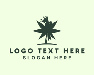 Cannabis - Crown Marijuana Leaf logo design