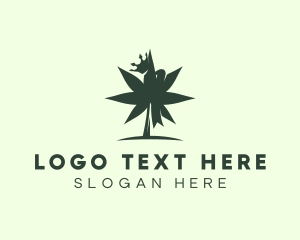 Green - Crown Marijuana Leaf logo design