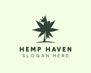 Crown Marijuana Leaf logo design