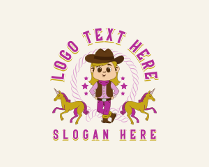 Floatie - Cowboy Girl Unicorn logo design