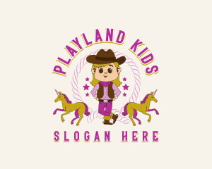 Cowboy Girl Unicorn logo design