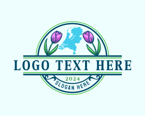 Map - Botanical Flower Netherlands logo design