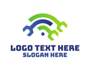 Signal - Gradient Wifi Wrench logo design