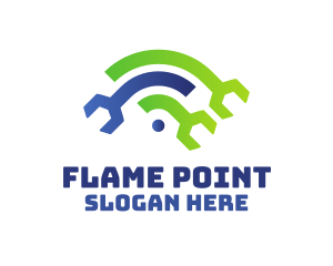 Hotspot - Gradient Wifi Wrench logo design