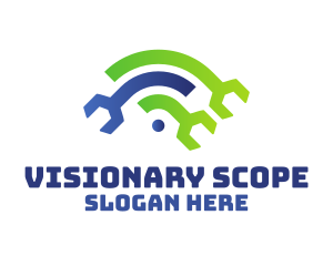 Scope - Gradient Wifi Wrench logo design