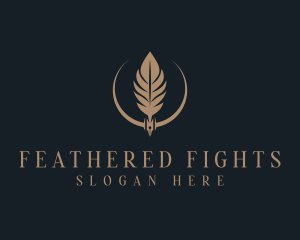 Fountain Pen Feather Writing logo design