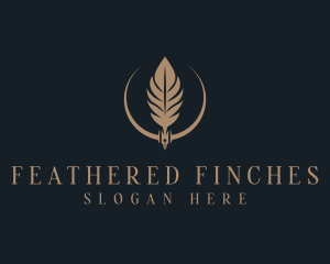 Fountain Pen Feather Writing logo design