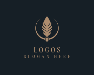 School Material - Fountain Pen Feather Writing logo design