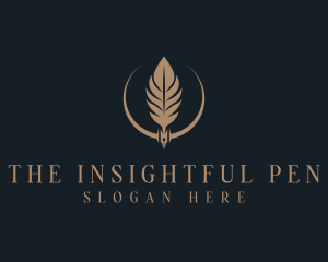 Fountain Pen Feather Writing logo design