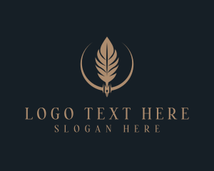 Blogger - Fountain Pen Feather Writing logo design