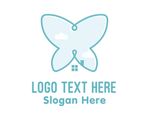 Feminine - Butterfly House Sky logo design