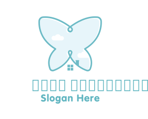 Girly - Butterfly House Sky logo design