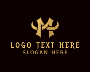 Machine - Metal Horn Letter M logo design