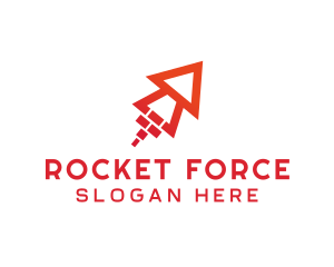 Missile - Red Arrow Rocket logo design