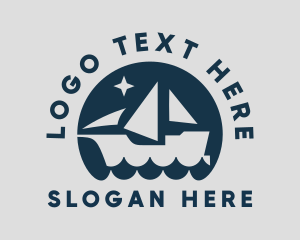 Sailboat - Ship Ocean Wave logo design