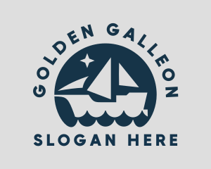 Galleon - Ship Ocean Wave logo design