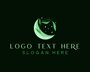 Plant Leaf Moon logo design