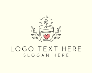 Handdrawn - Candle Heart Glow Light logo design