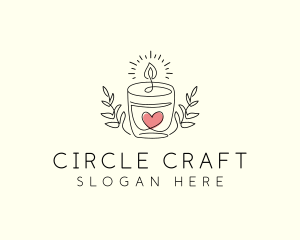 Candle Heart Glow Light logo design