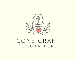 Candle Heart Glow Light logo design