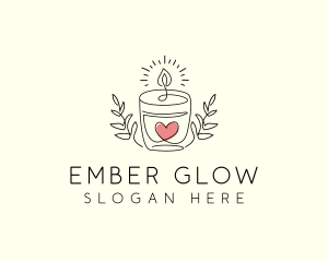 Candle Heart Glow Light logo design