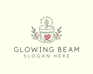 Candle Heart Glow Light logo design