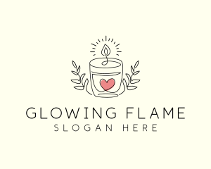 Candle Heart Glow Light logo design