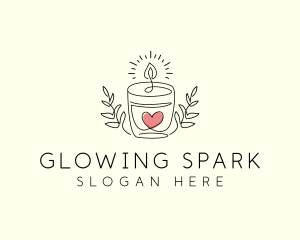 Candle Heart Glow Light logo design