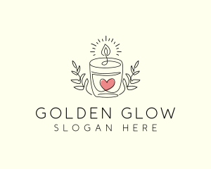 Candle Heart Glow Light logo design