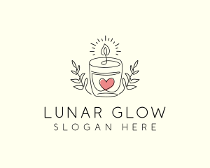 Candle Heart Glow Light logo design