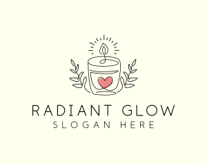 Candle Heart Glow Light logo design