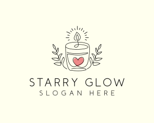 Candle Heart Glow Light logo design