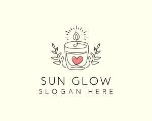 Candle Heart Glow Light logo design