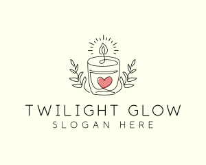 Candle Heart Glow Light logo design