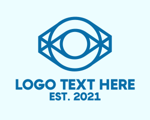 Optics - Blue Eye Outline logo design