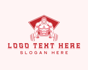 Muscular - Bodybuilder Muscle Barbell logo design