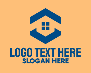 House - Blue House Hexagon Realtor logo design
