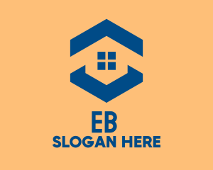 Geometric - Blue House Hexagon Realtor logo design