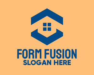 Shape - Blue House Hexagon Realtor logo design