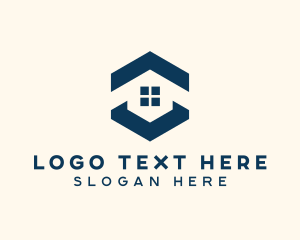 Shape - Blue House Hexagon Realtor logo design