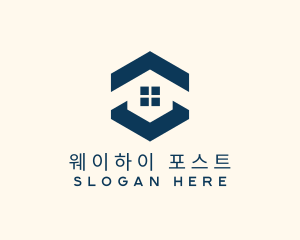 Blue House Hexagon Realtor logo design