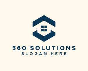 Blue House Hexagon Realtor logo design